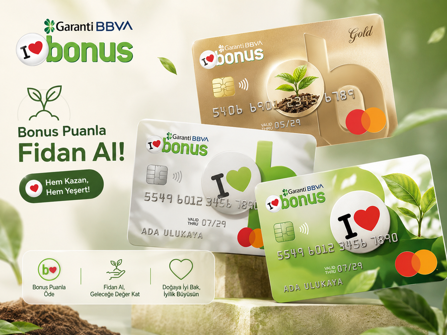 Garanti BBVA Bonus puanla fidan al ödeme kartı görseli
